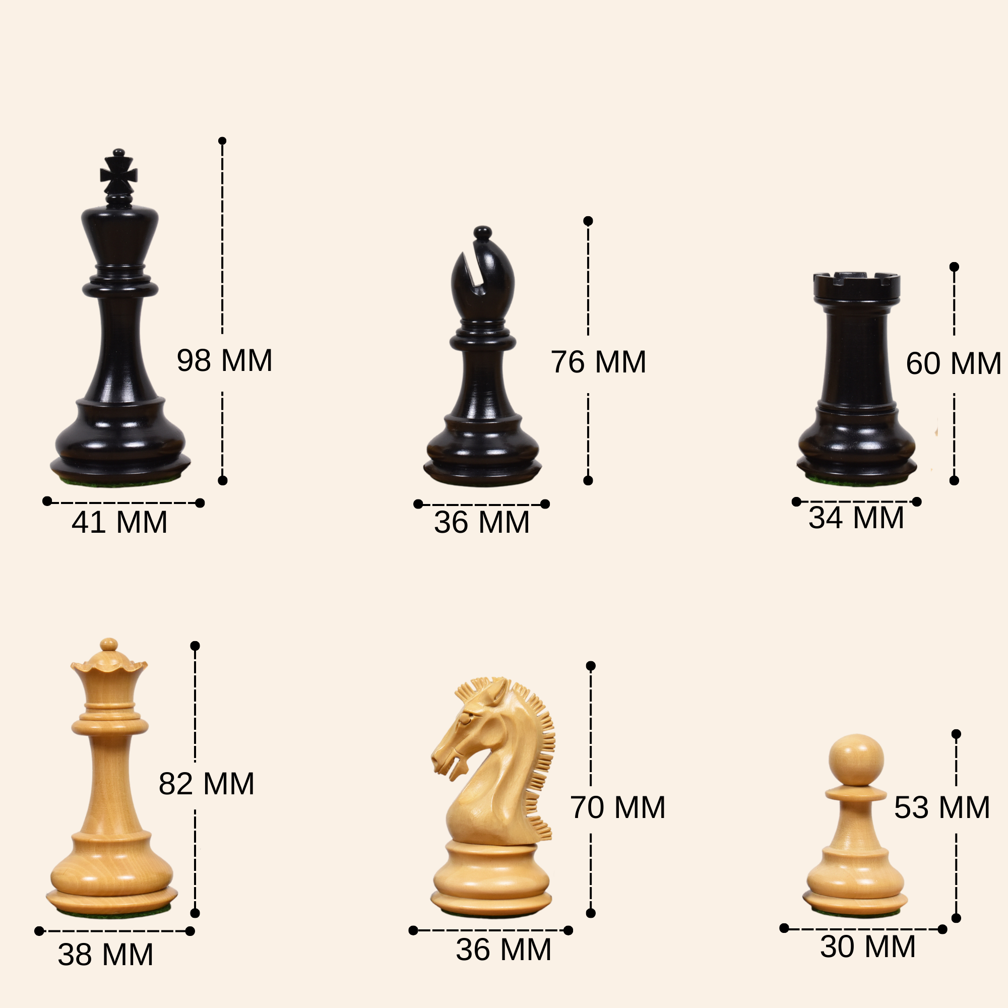 Craftsman Staunton 98mm Chess Pieces