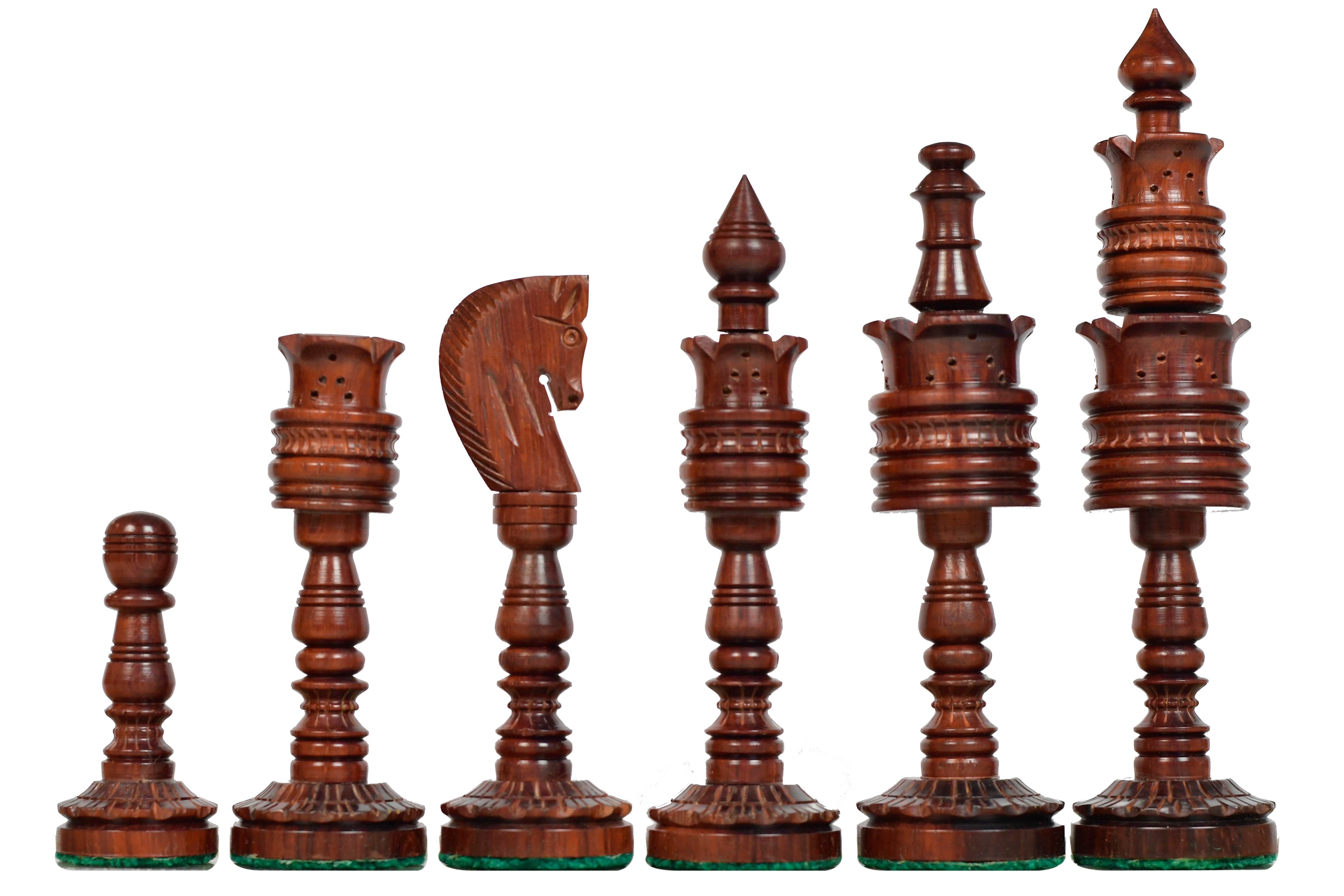 Bud rosewood Lotus Series chess pieces, minimalist 6.14 inch king