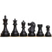 Ebonised boxwood Reykjavik Series Staunton chessmen seen from above