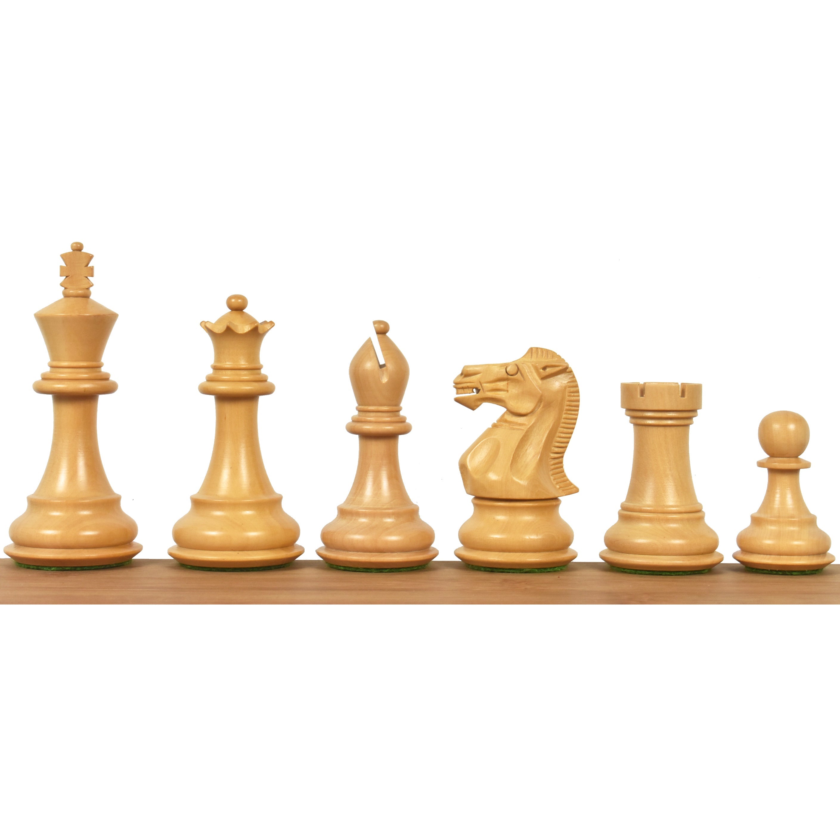 92mm king and matching chessmen in Ebonised Boxwood and Boxwood
