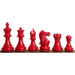 Red Painted Boxwood and White Painted Boxwood chessmen, 76mm king