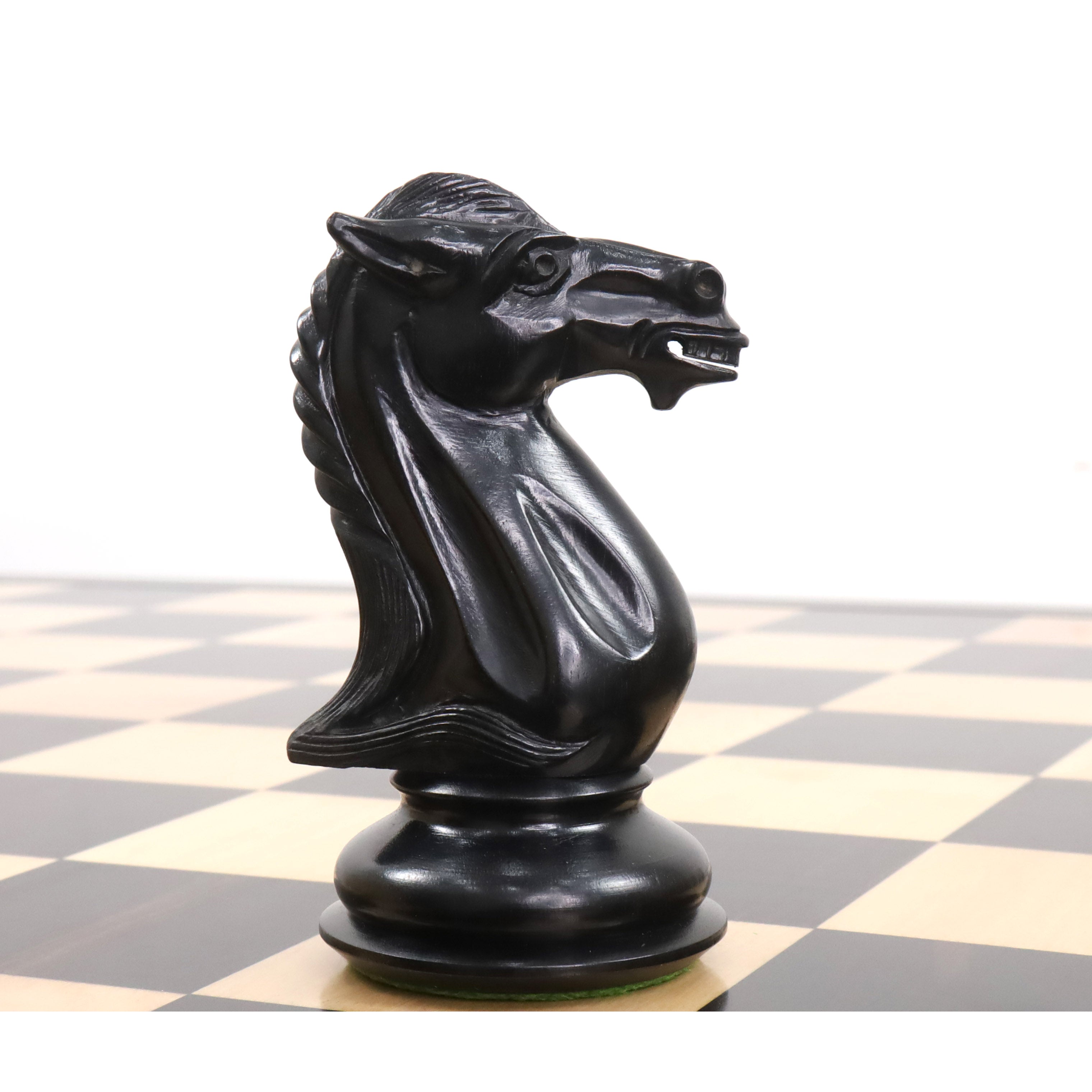 Mammoth Staunton chess pieces in ebony wood, 156mm king