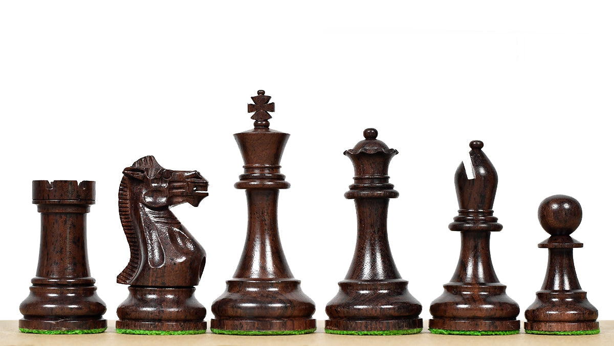 Prestige Staunton Series chess pieces, anjan wood and natural boxwood, hand carved in India