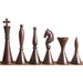 34 piece antiqued copper and metallic silver chessmen set