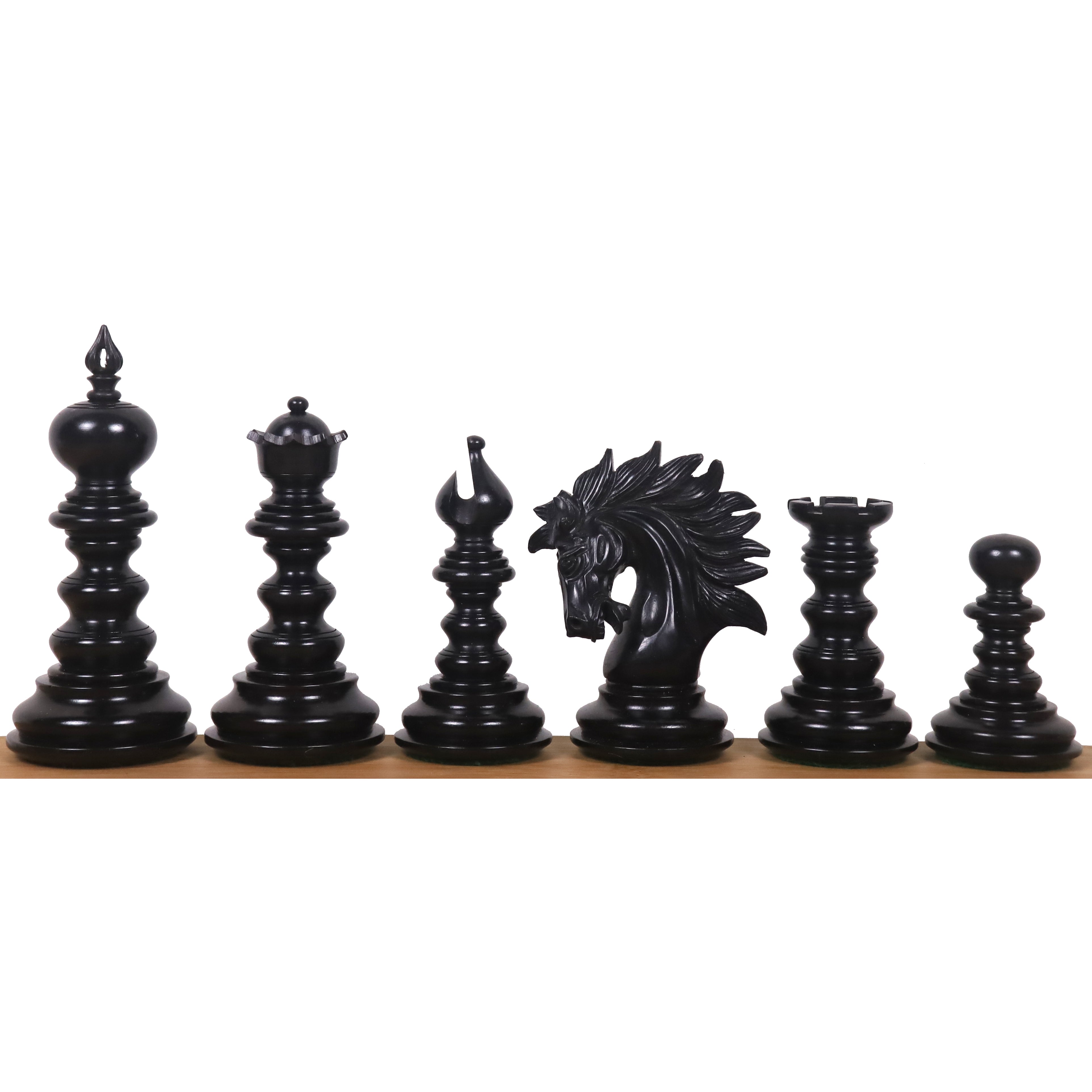 34 piece ebony wood chessmen set