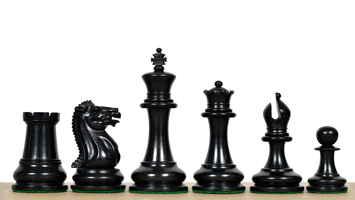 1849 Original Staunton Heavy chess pieces, genuine ebony and boxwood, hand carved in India