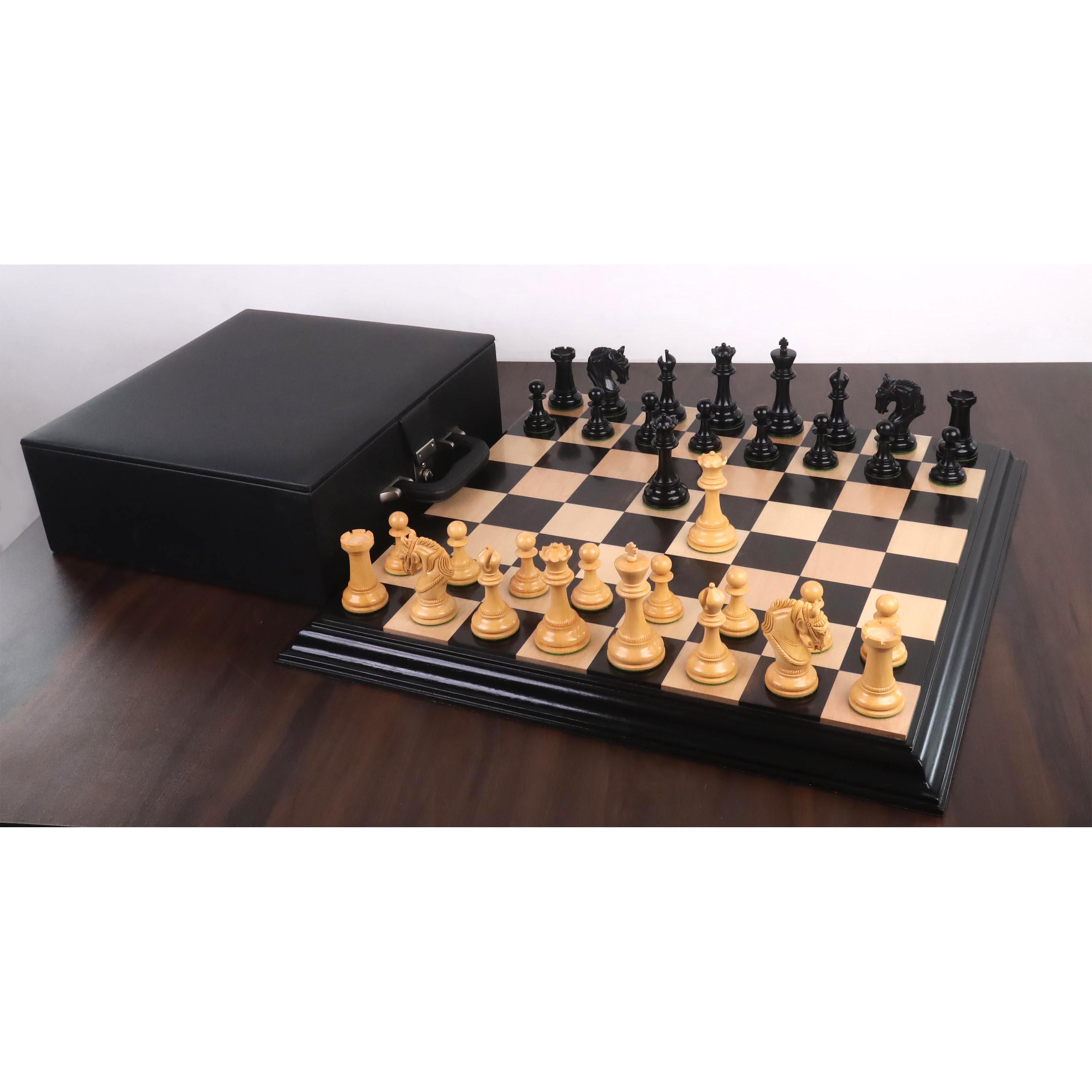 Imperator Staunton chess pieces in ebony, 108mm king