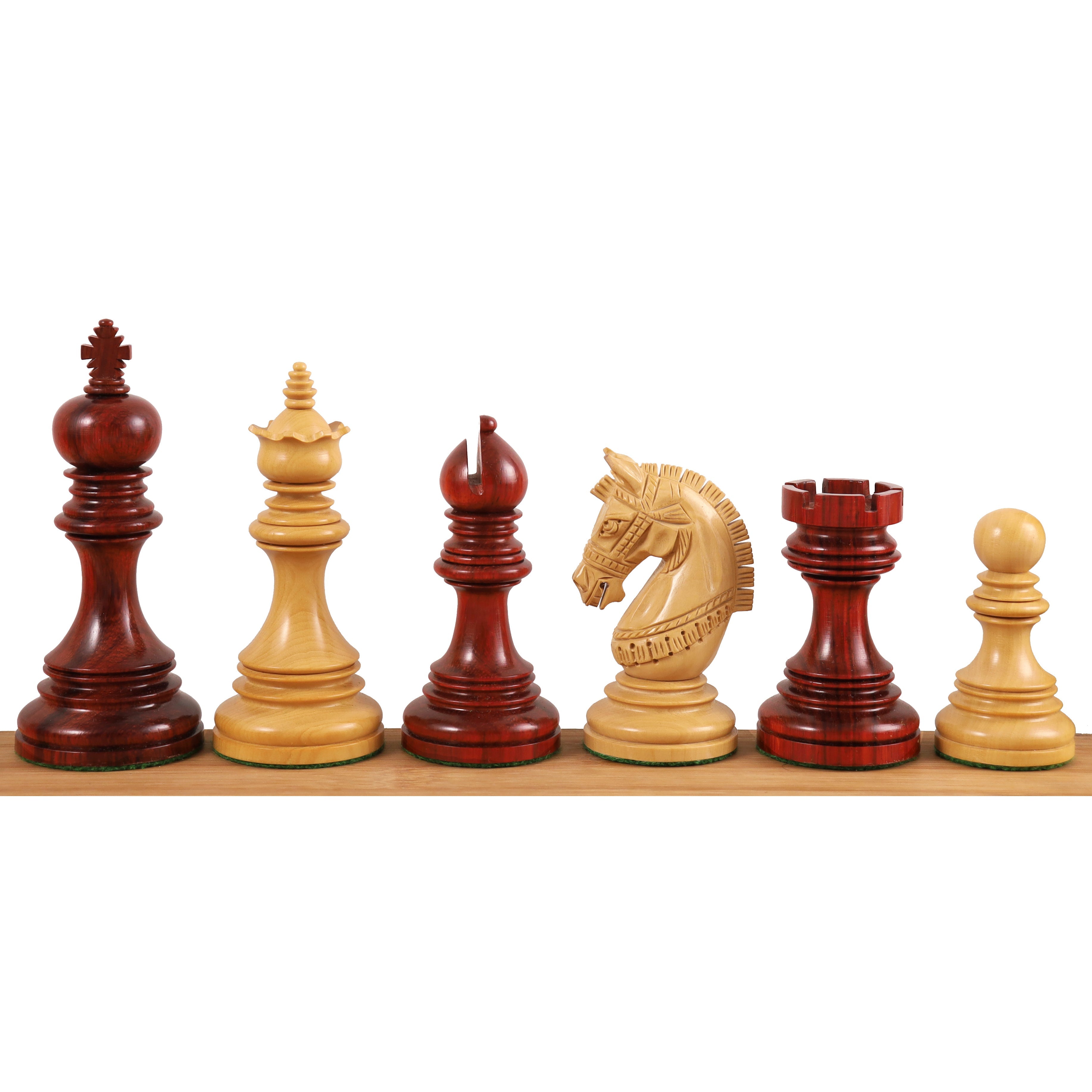 Stallion Staunton chess pieces in bud rosewood, 105mm king
