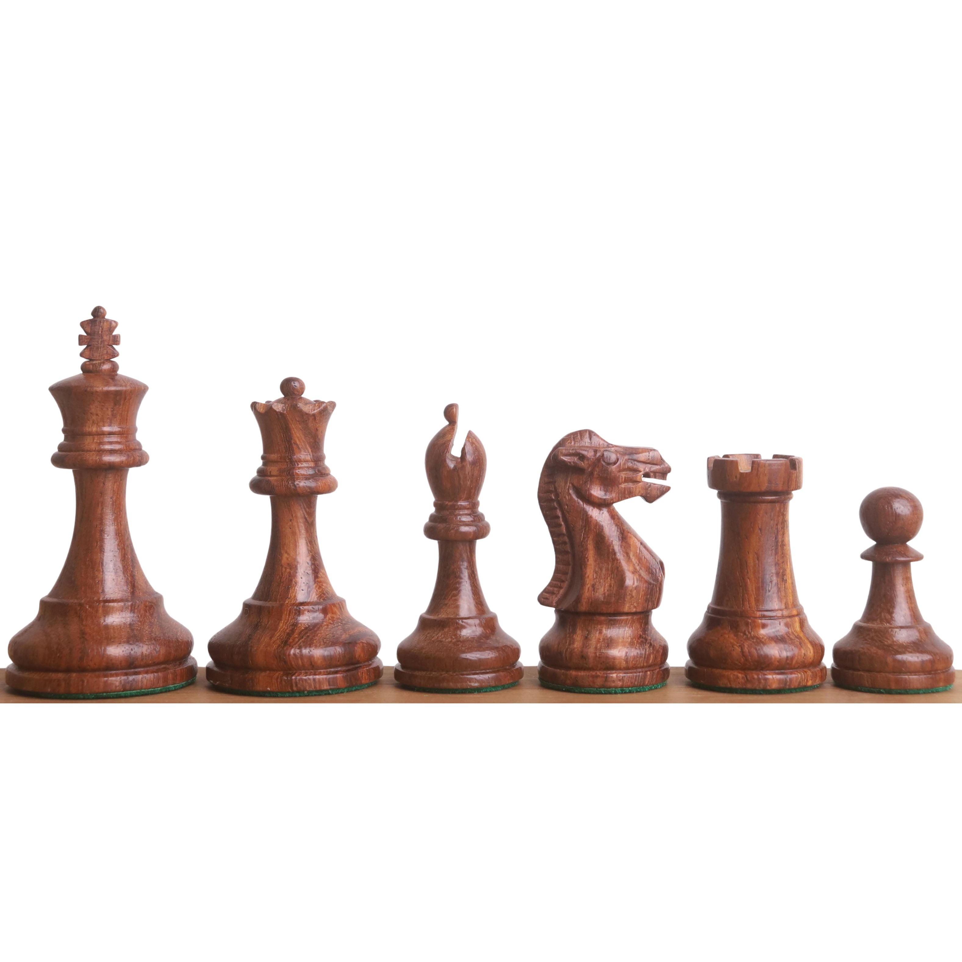 Golden Rosewood chessmen cut for 35 to 40mm squares
