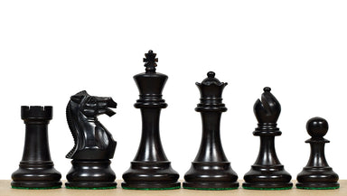Pro Tournament Staunton chess pieces, ebonised and boxwood, hand carved in India
