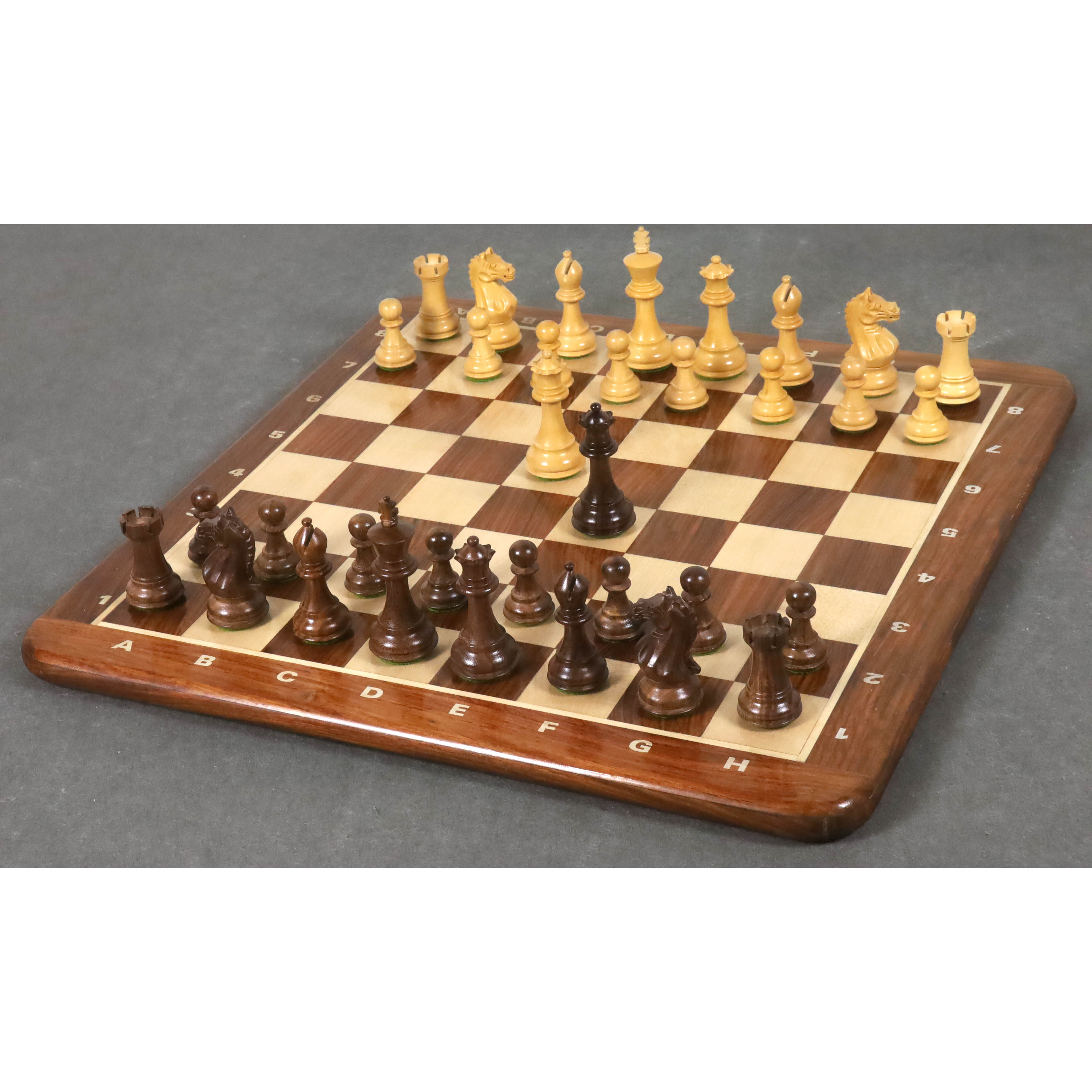 34 piece chessmen set in Golden Rosewood and Boxwood