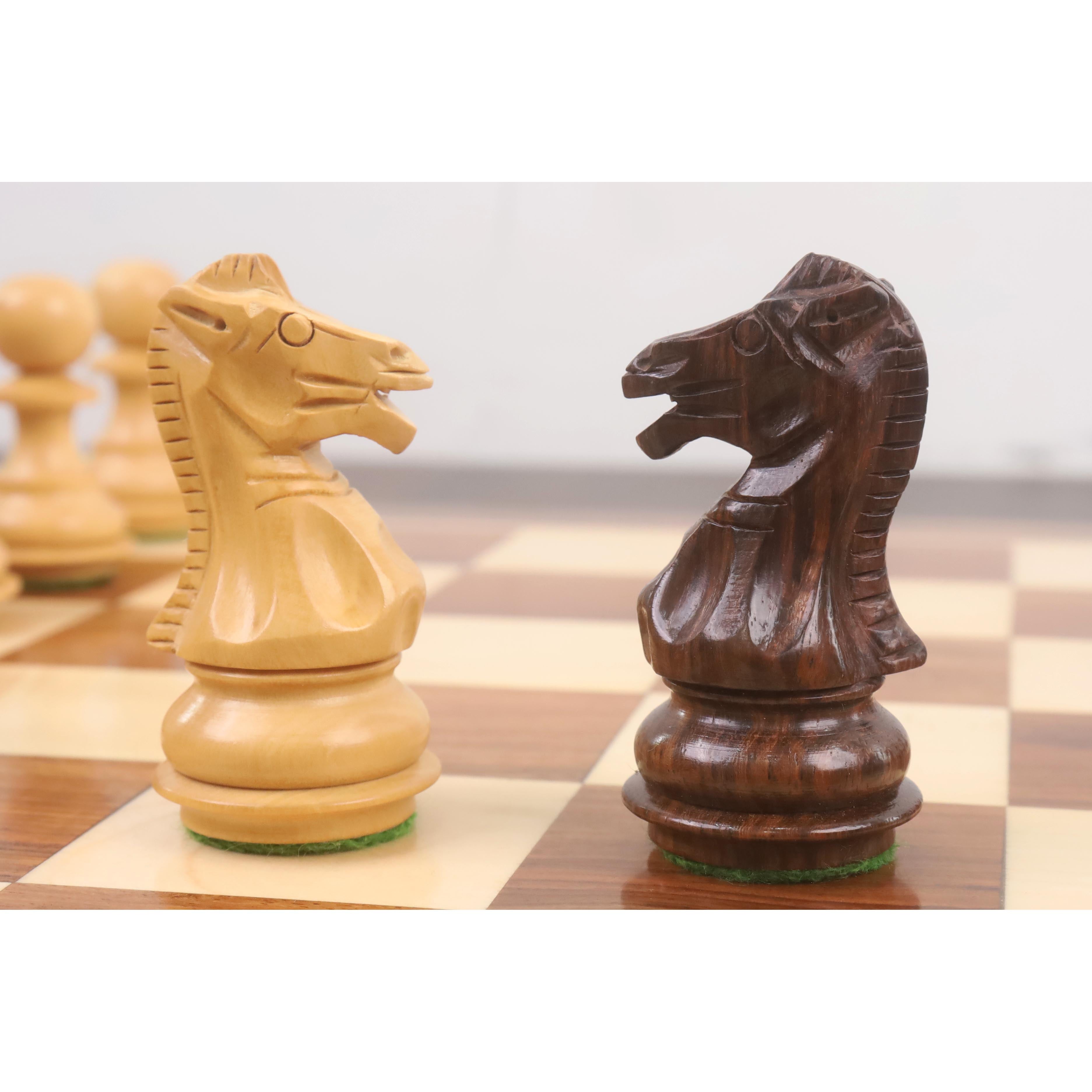 34 piece chessmen set in Golden Rosewood and Boxwood