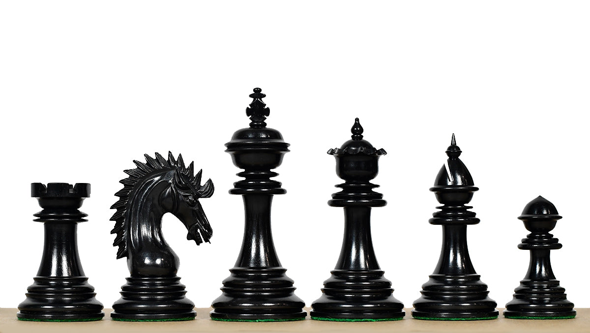 Ferocious Elite Series chess pieces, genuine ebony and boxwood, hand carved in India