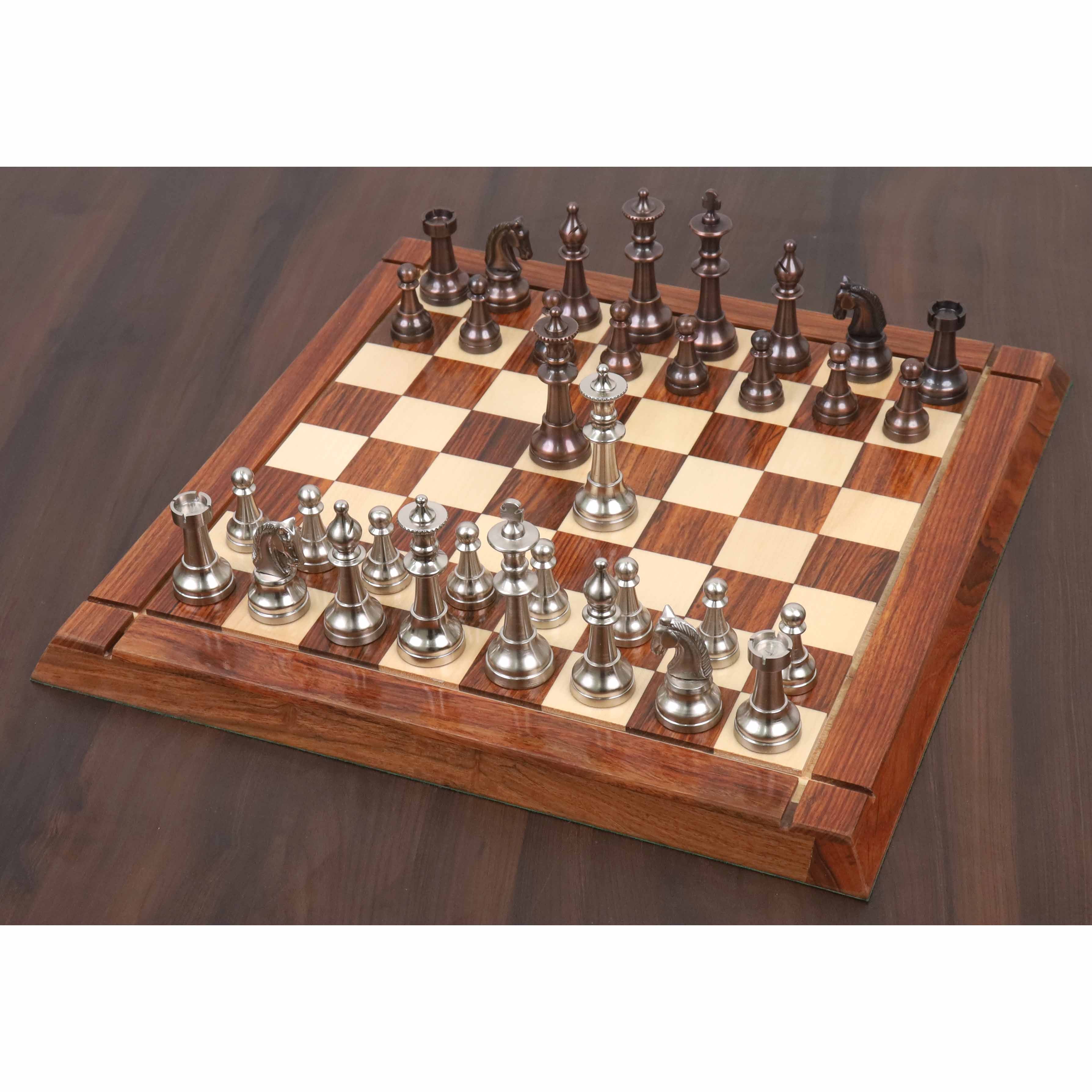 Copper Antiqued and Silver chessmen cut for 37 to 45mm squares
