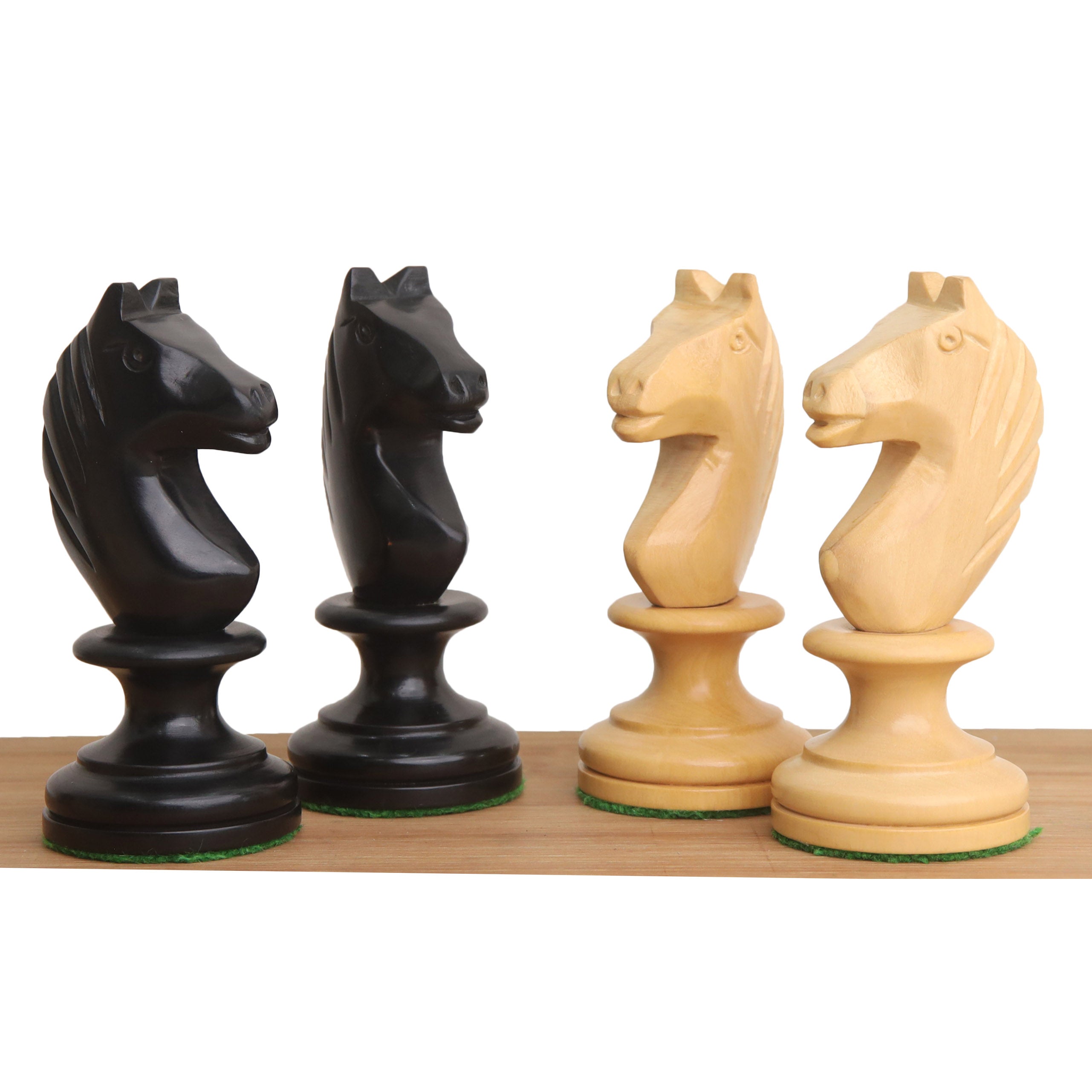 Ebonised Boxwood chessmen at 1,400 grams complete