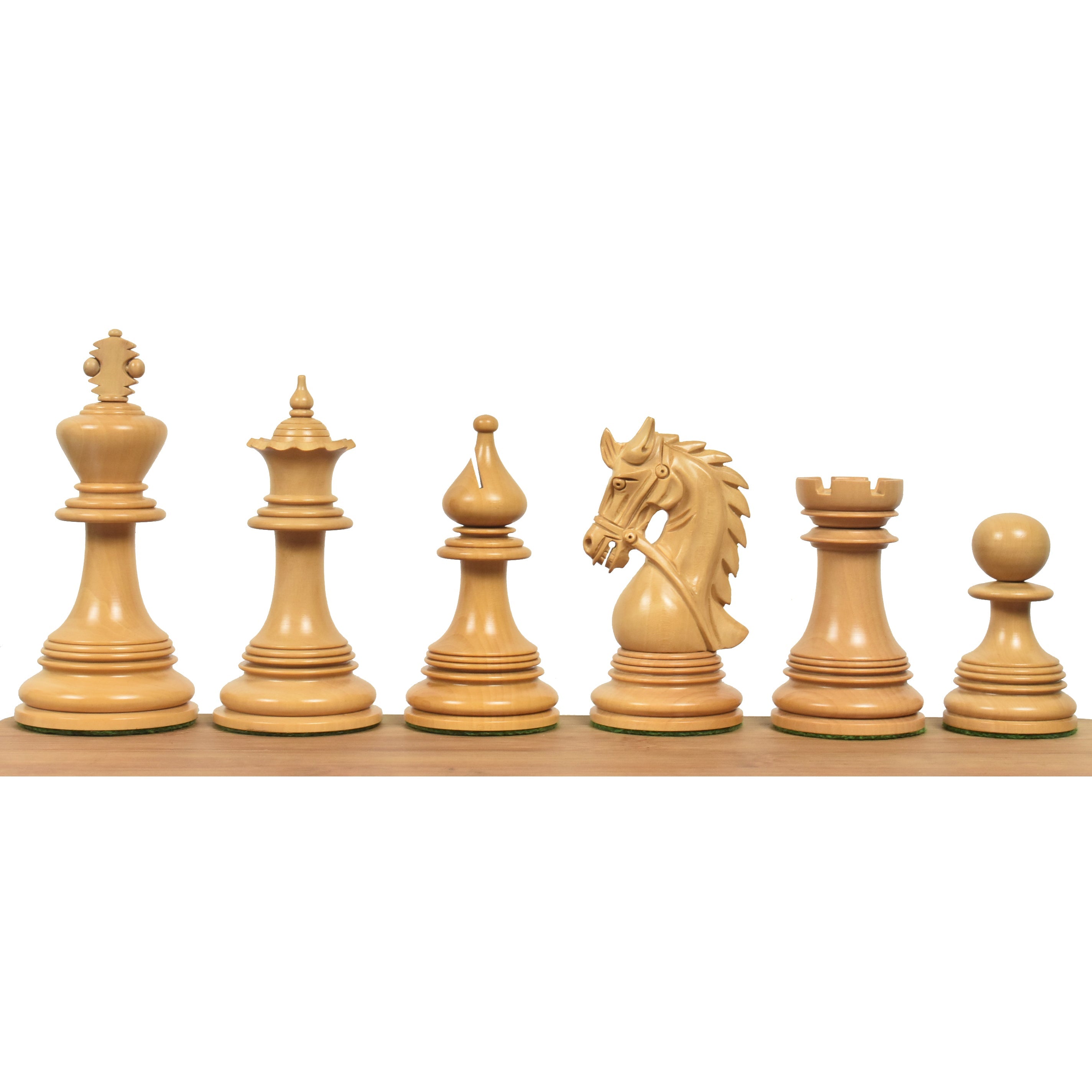 Bud Rosewood and Boxwood chessmen, 108mm king