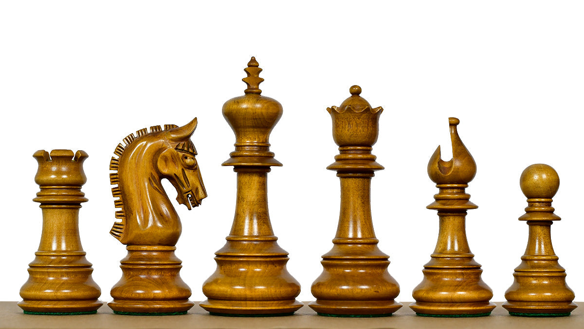 War Admiral handcrafted ebony Staunton chess pieces with a 112mm king and 44mm base