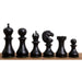 91mm king and matching chessmen in Ebonised Boxwood and Antiqued Boxwood