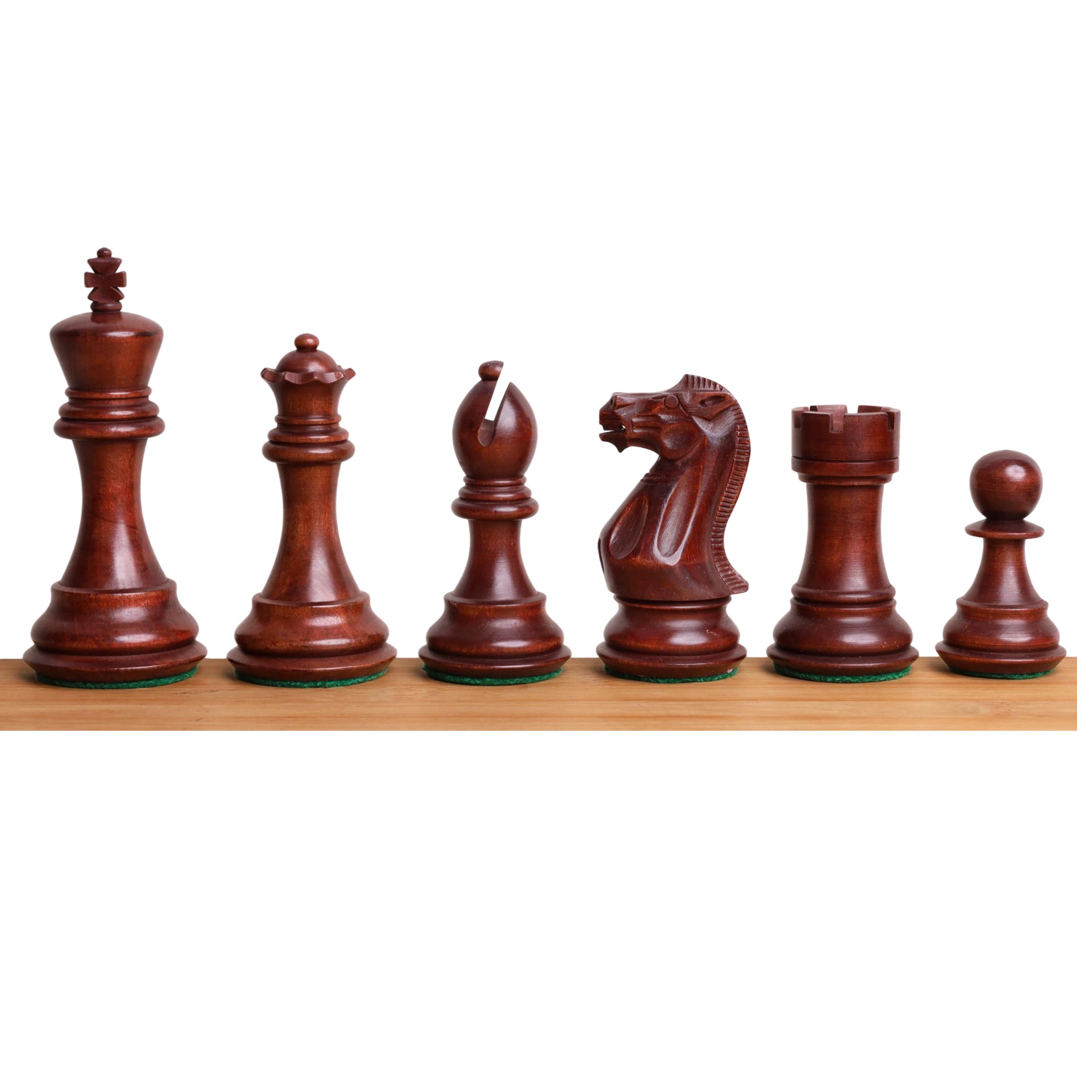 105mm king and matching chessmen in Mahogany Stained Boxwood and Distress Antiqued Boxwood