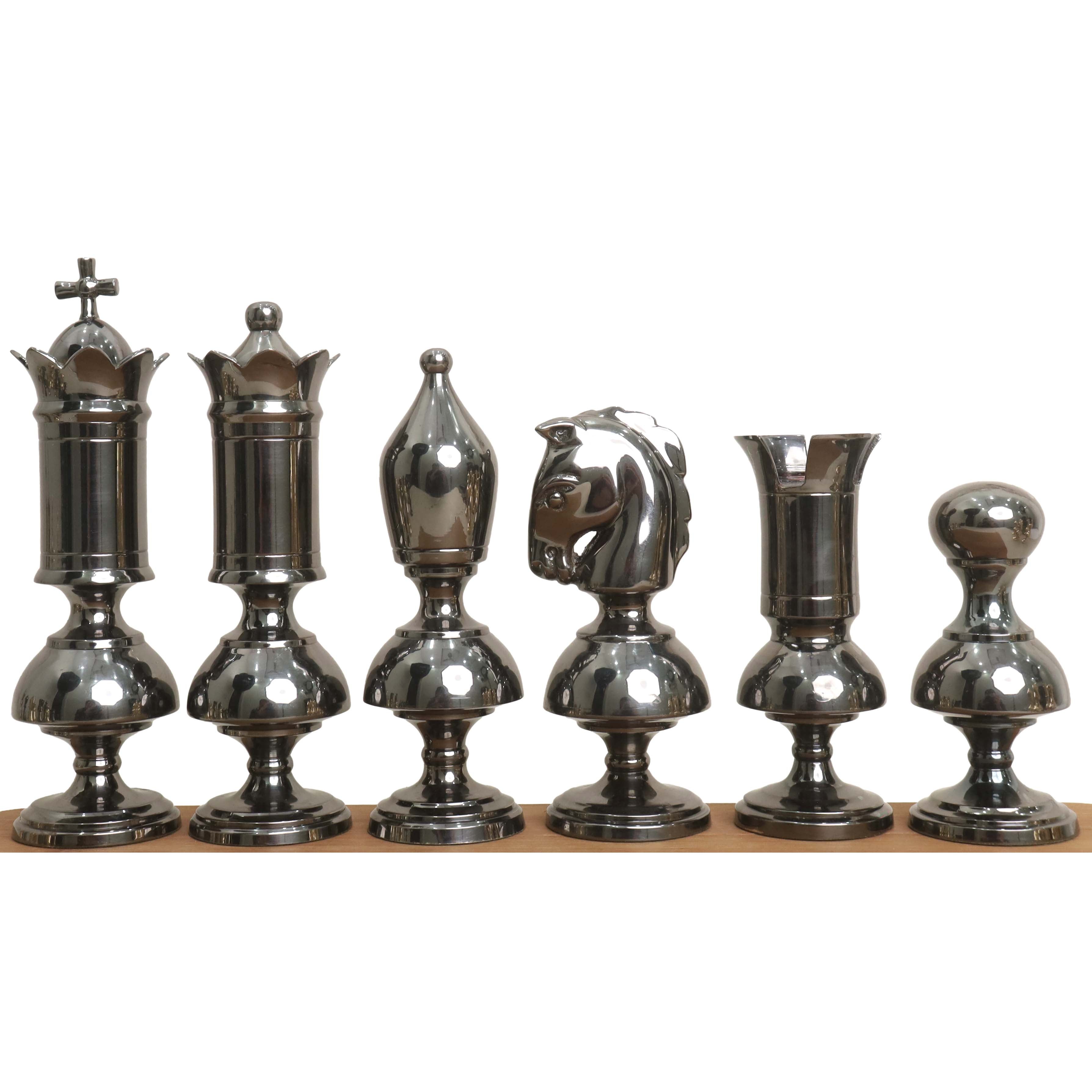 34 piece chessmen set in Metallic Grey and Metallic Gold