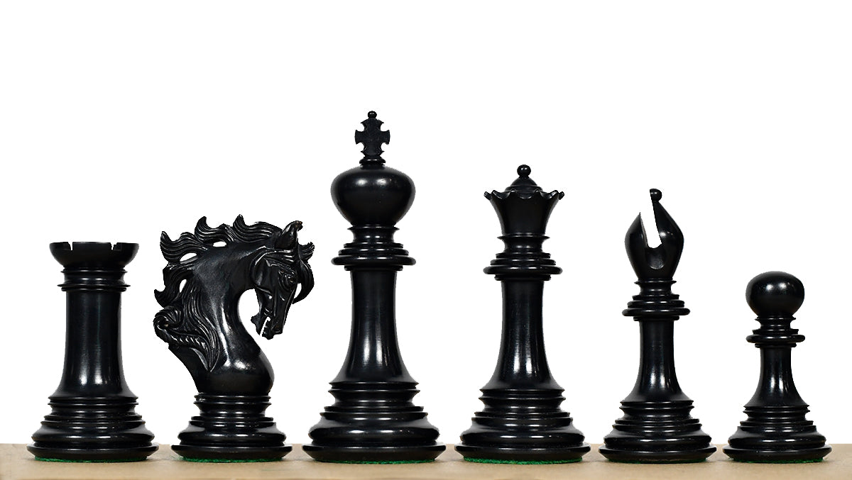 Viking Series chess pieces, ebony and boxwood, hand carved in India