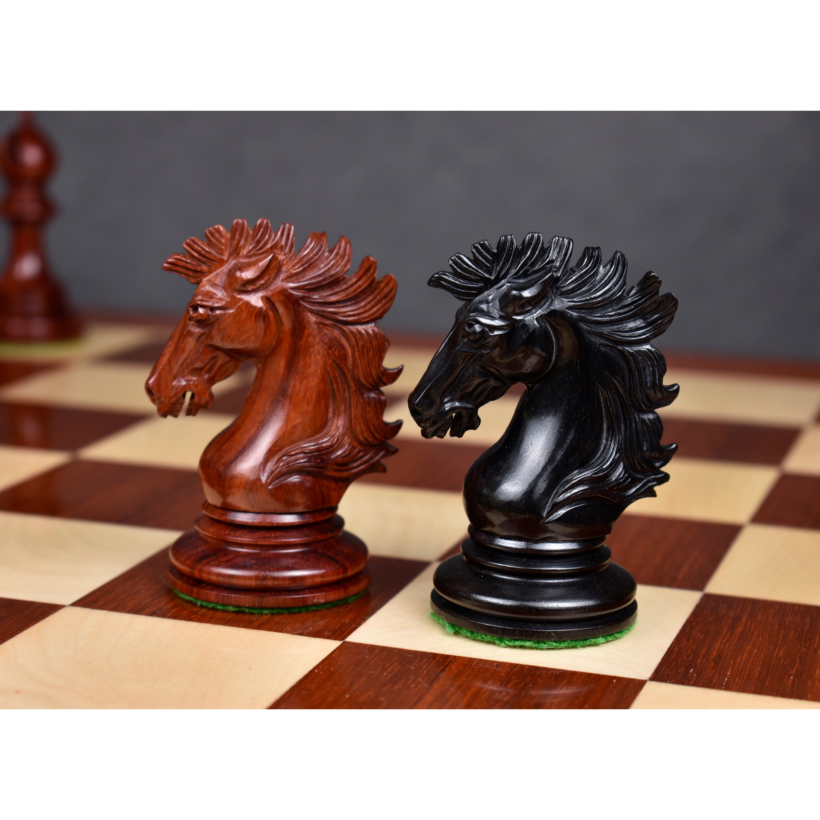 Ebony and bud rosewood Alexandria Staunton chessmen