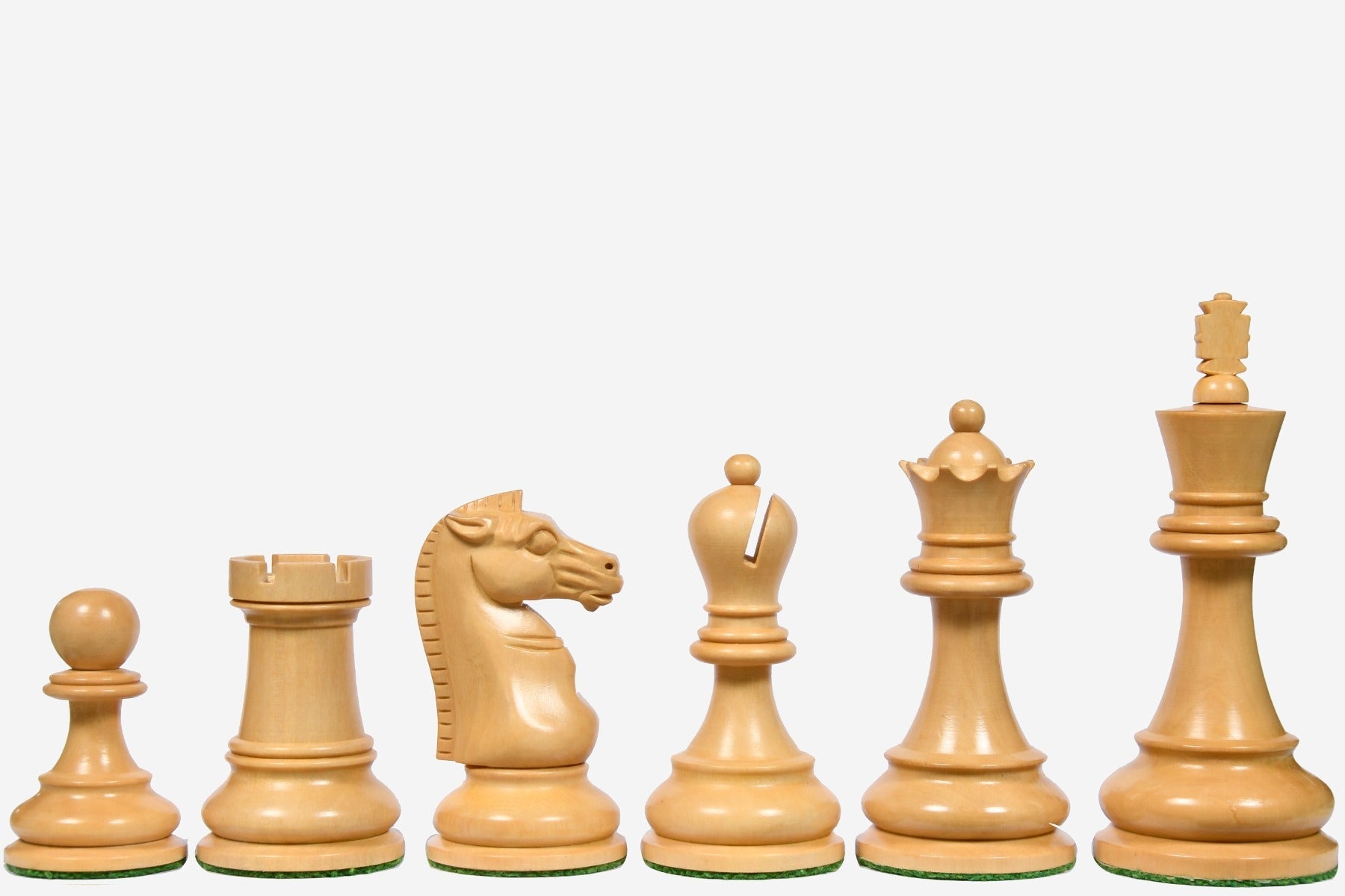 Genuine ebony chess pieces with a 106mm king and weighted felted bases