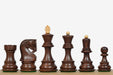 Sheesham and boxwood Zagreb Staunton chess pieces with a 99mm king