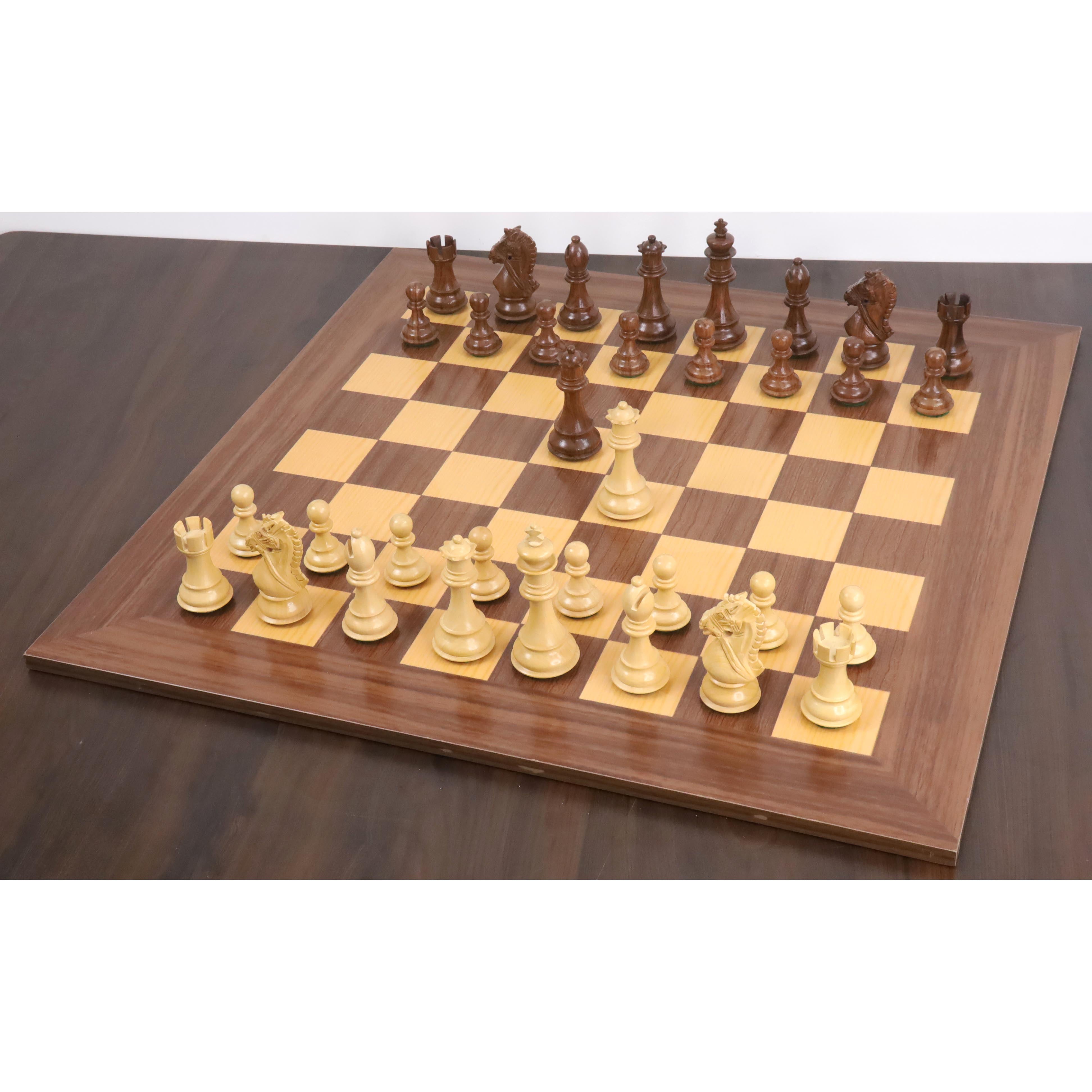 101mm king and matching chessmen in Golden Rosewood and Boxwood