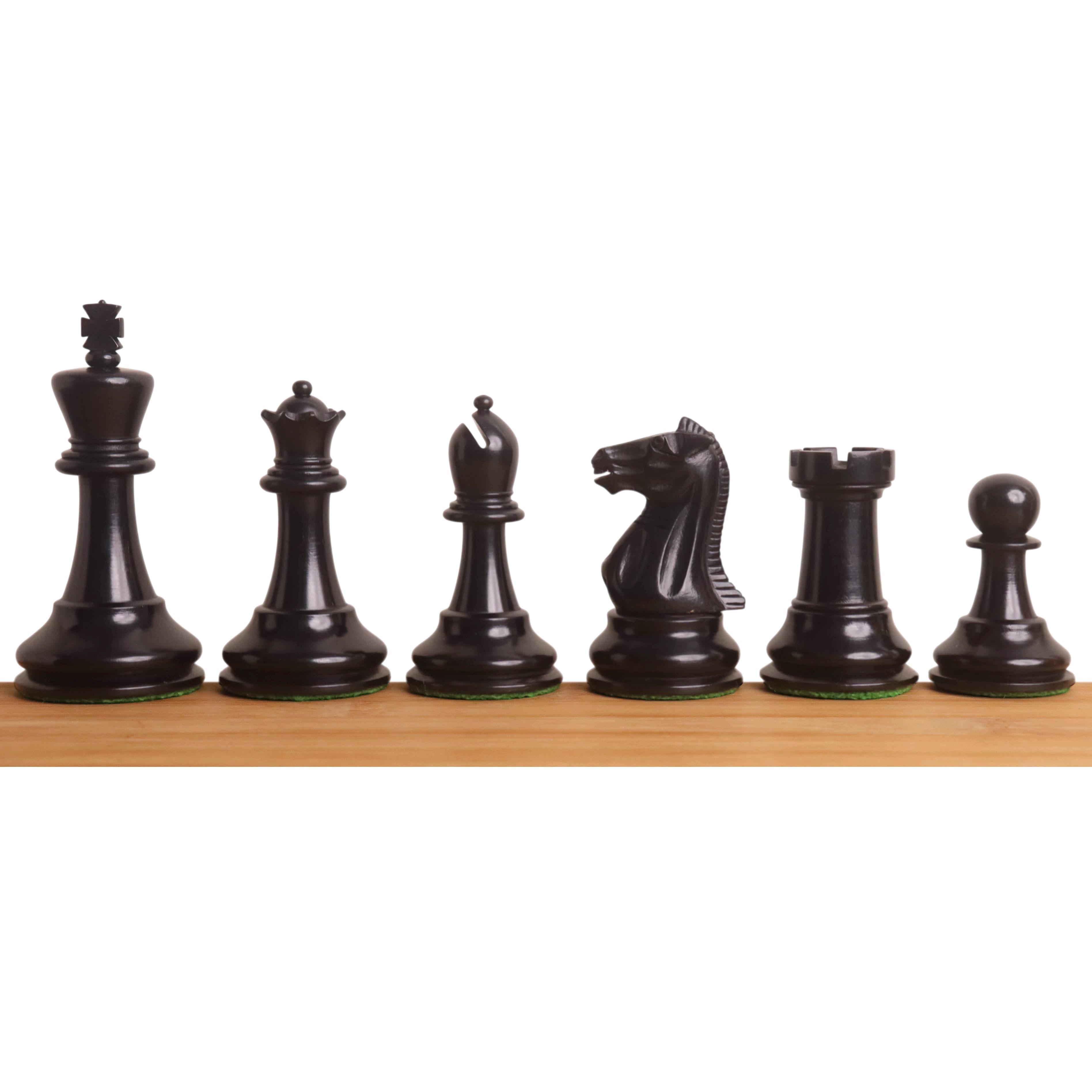 Ebonised Boxwood and Antiqued Boxwood chessmen sized for 55 to 60 mm squares