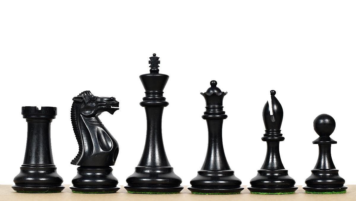 Dominator Staunton chess pieces, genuine ebony and boxwood, hand carved in India