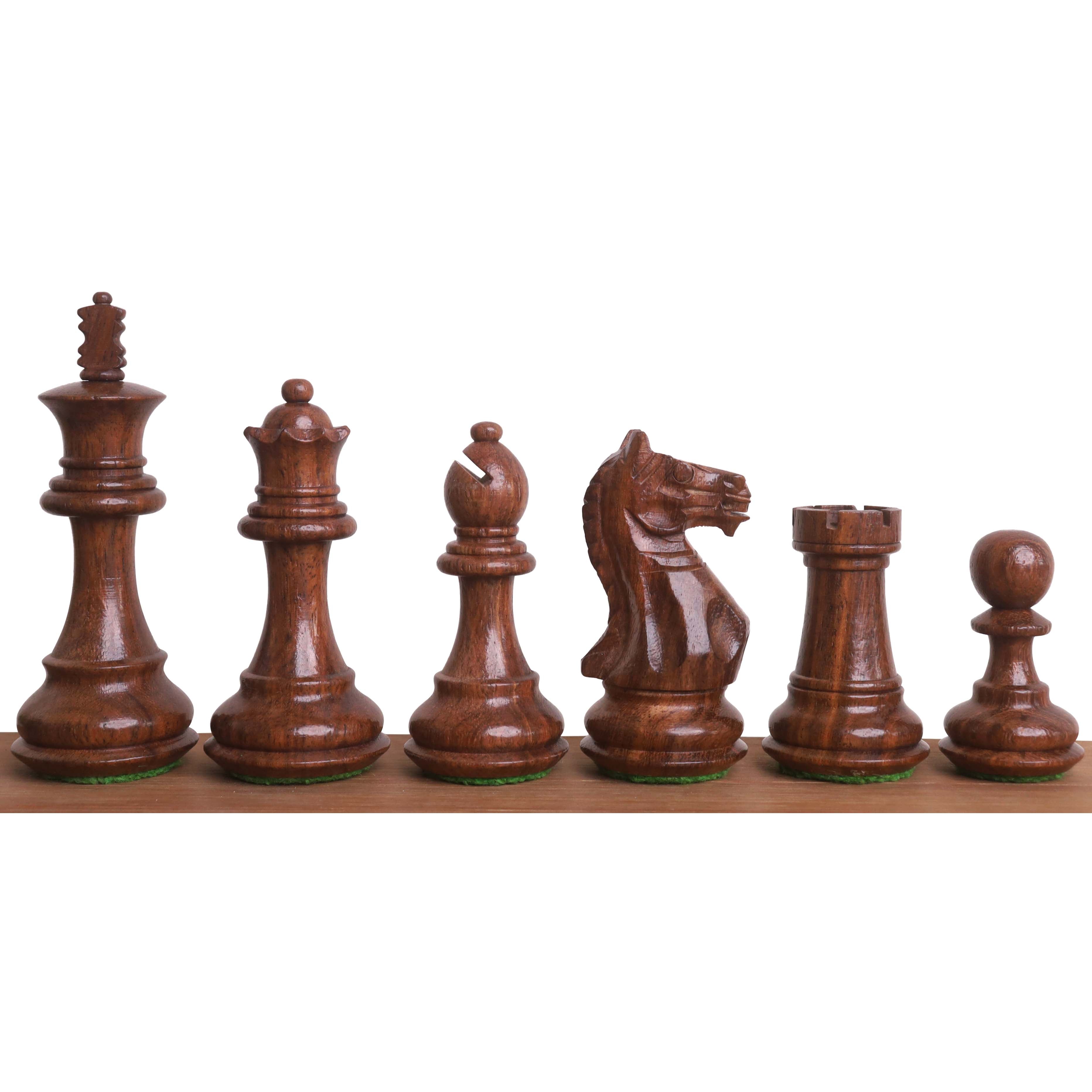 Golden rosewood and boxwood Fierce Knight Staunton chessmen