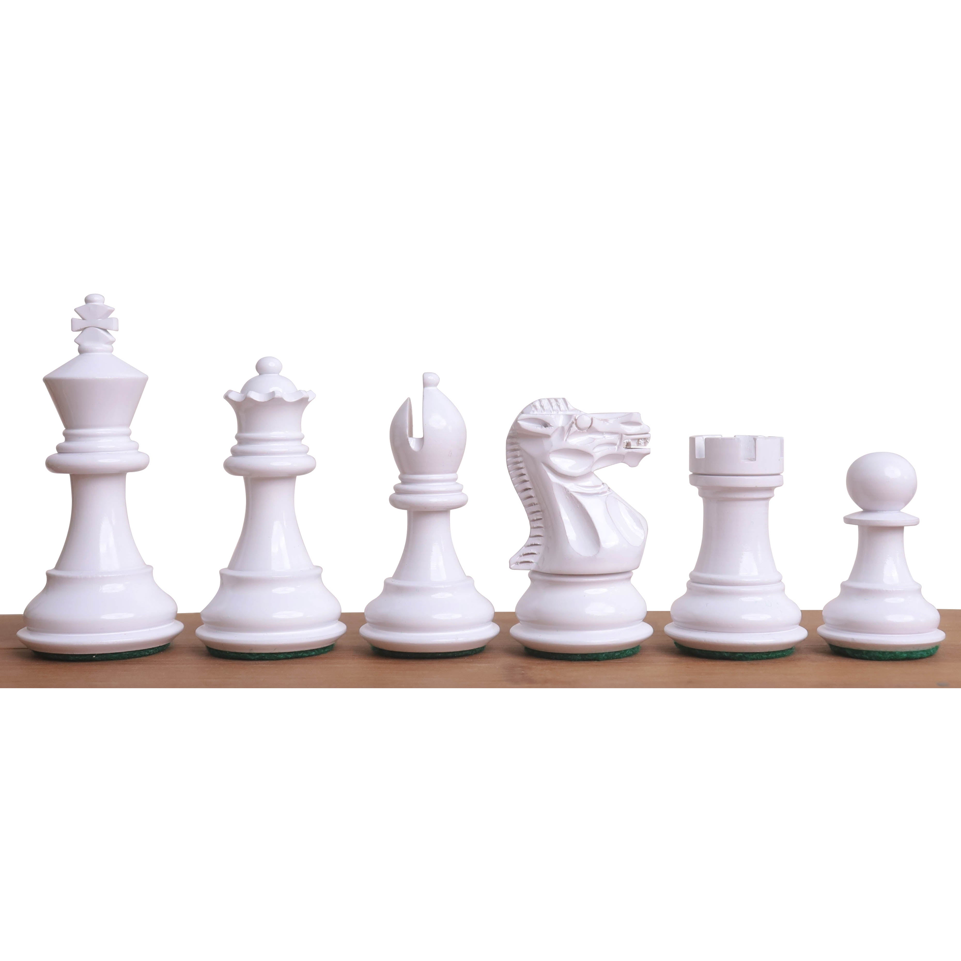 76mm king and matching chessmen in Black Painted Boxwood and White Painted Boxwood
