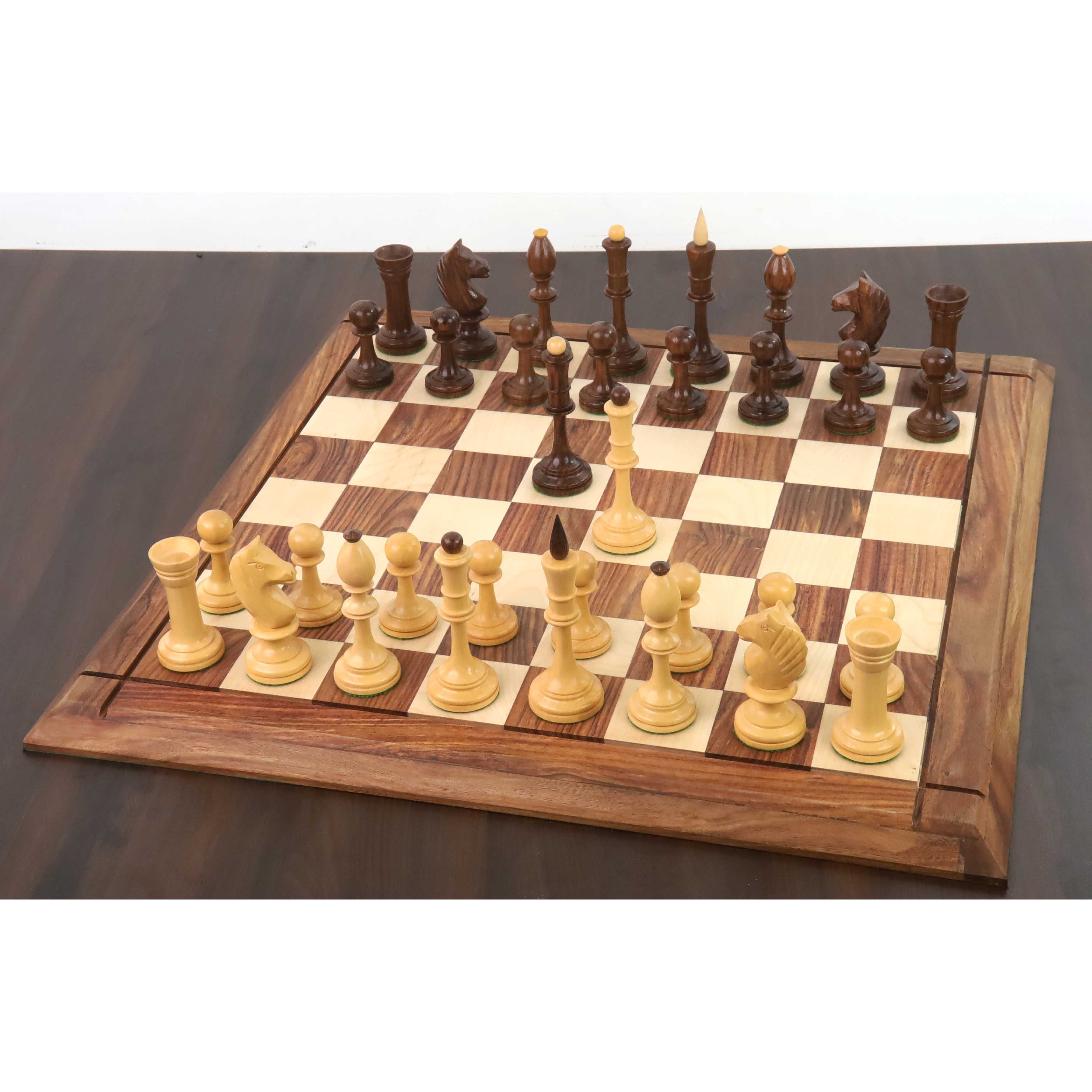 Golden Rosewood chessmen cut for 55 to 60mm squares