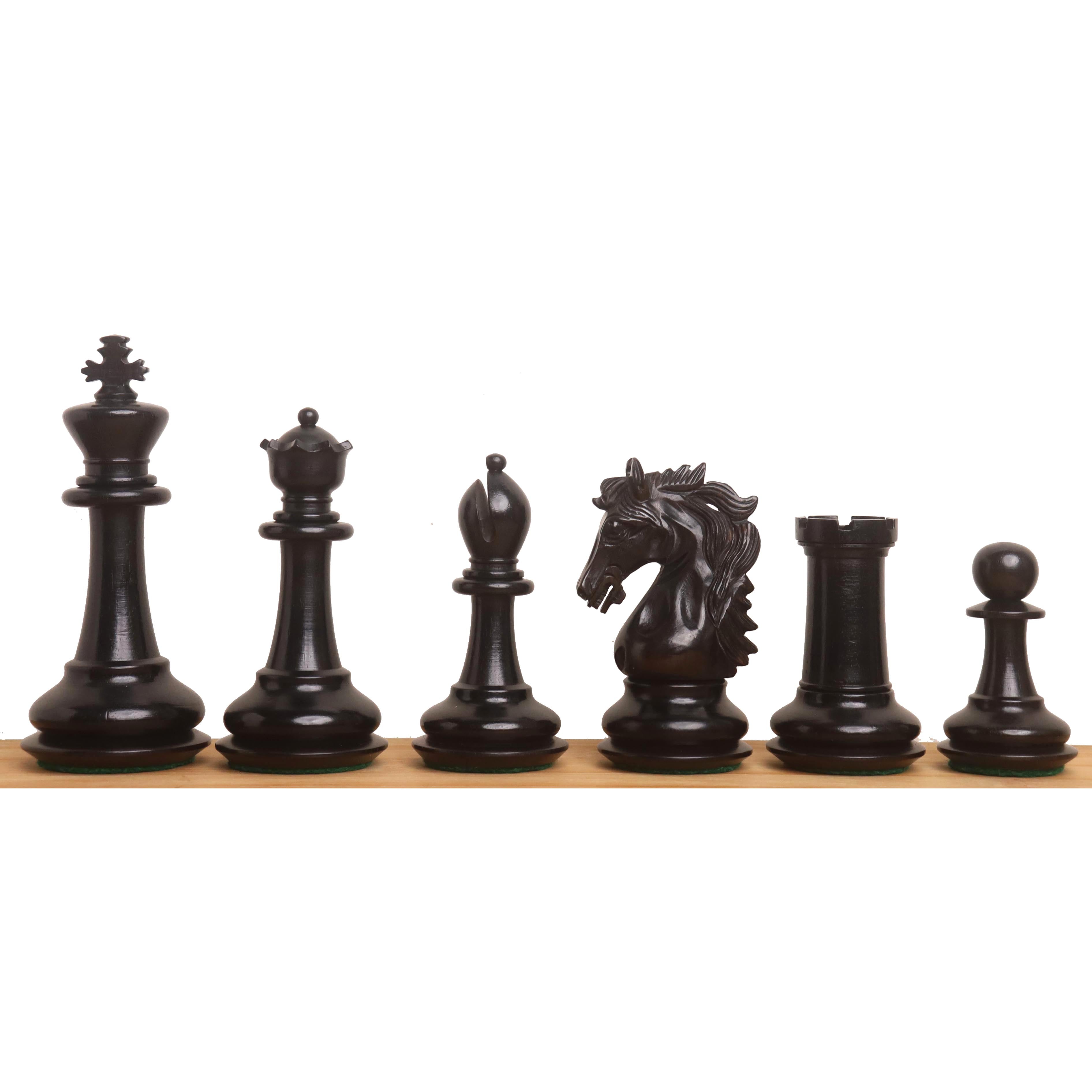 100mm king and matching chessmen in Ebony Wood and Boxwood