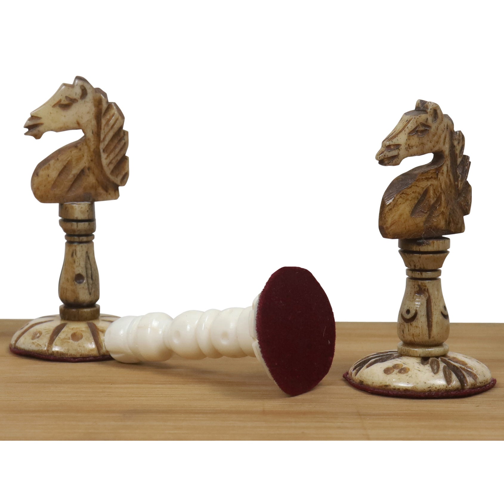 English Series Pre-Staunton Antiqued Camel Bone 95mm Chess Pieces