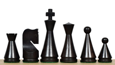 Classic Cone Shaped chess pieces, ebonised and natural boxwood, hand carved in India