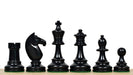 1962 Stockholm Interzonal chess pieces in ebonised and natural boxwood, 95mm king