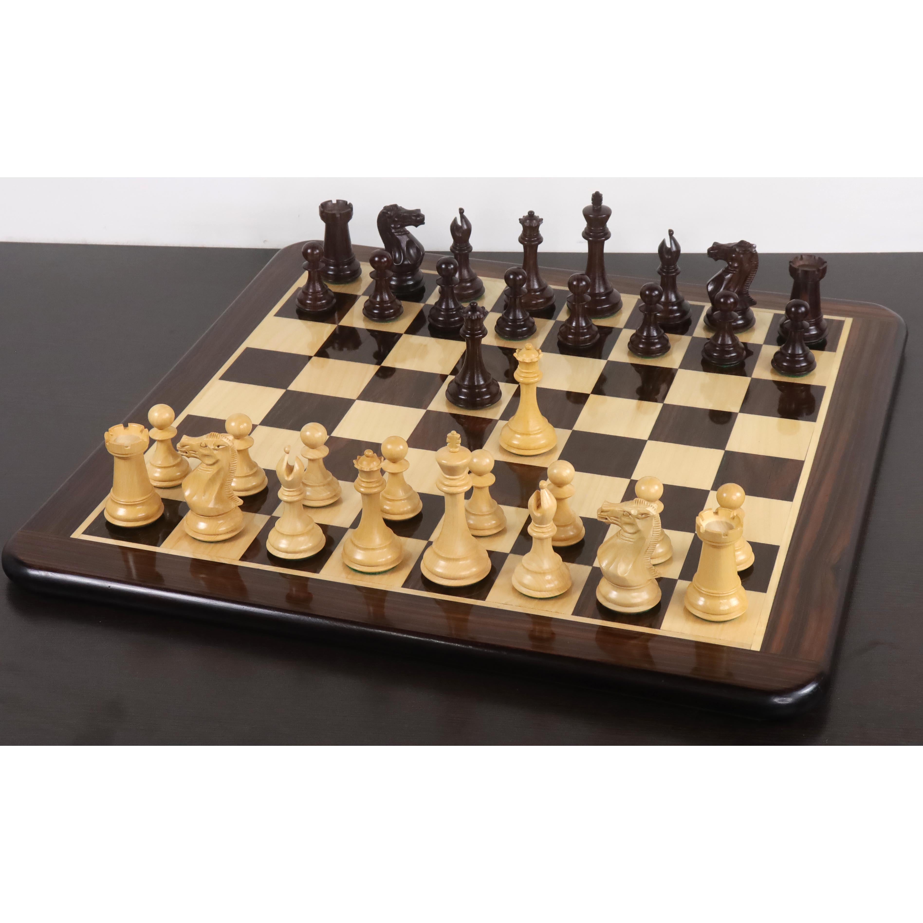 101mm king and matching chessmen in Rose Wood and Boxwood