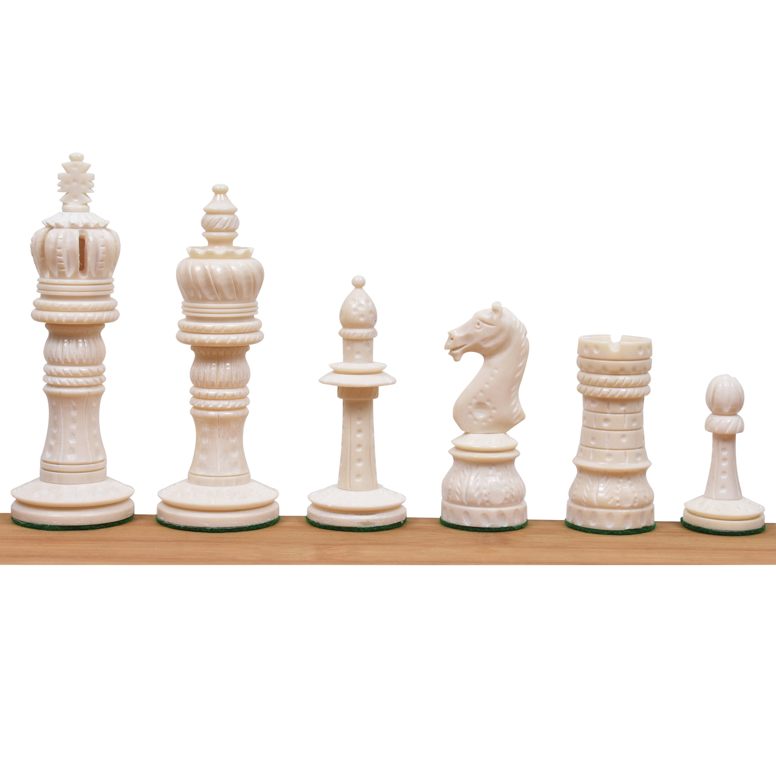 New English Hand Carved Camel Bone 104mm Chess Pieces