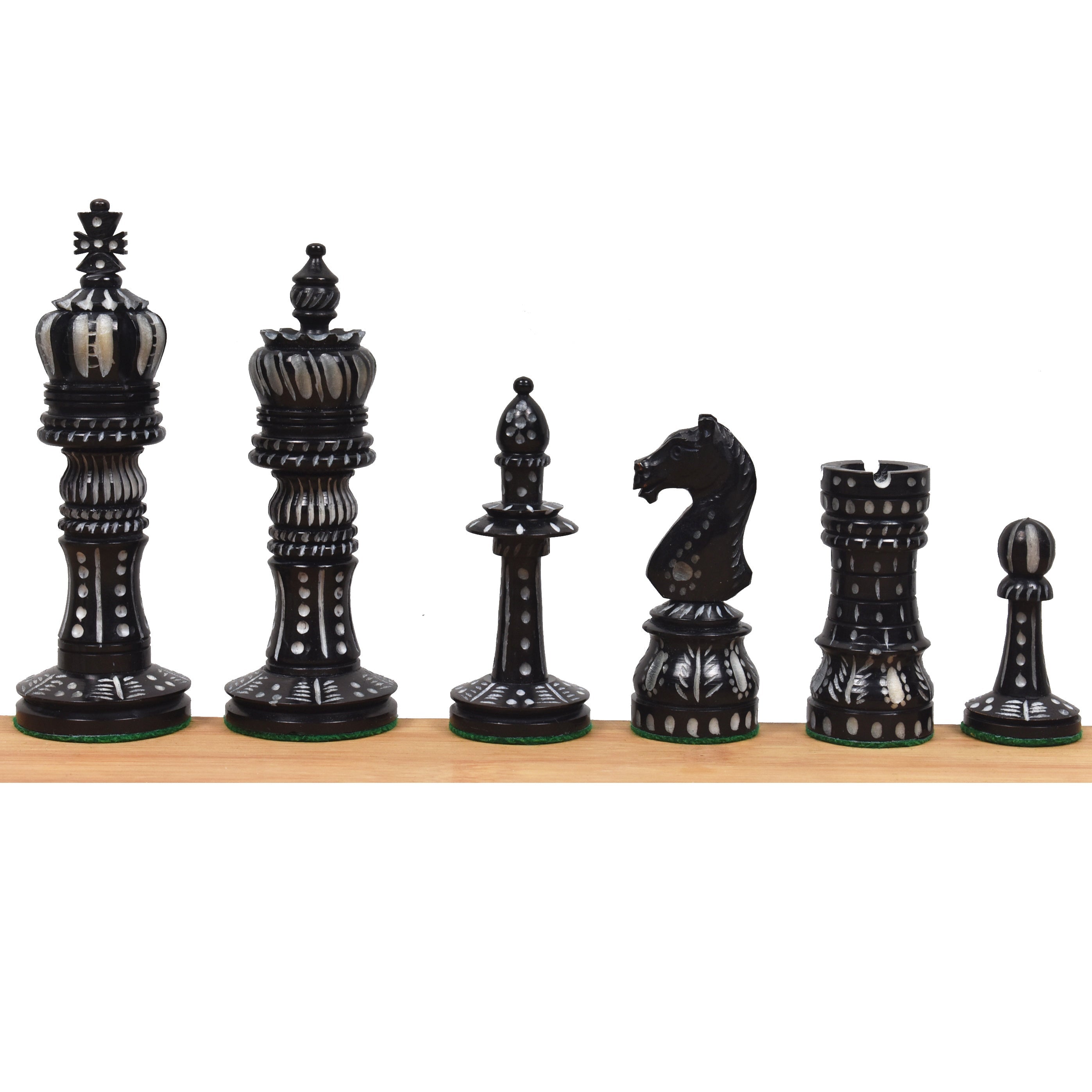 New English Hand Carved Camel Bone 104mm Chess Pieces