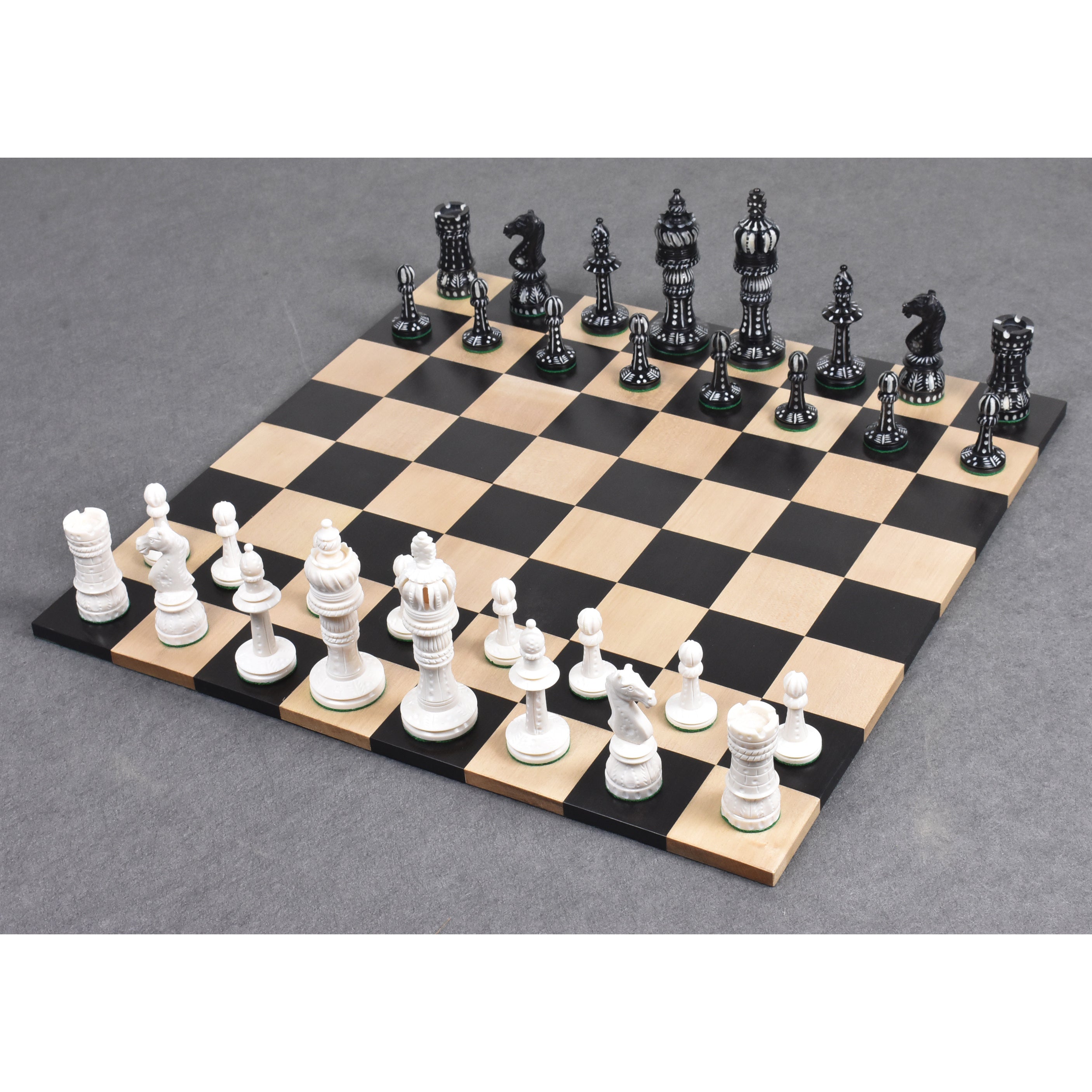 New English Hand Carved Camel Bone 104mm Chess Pieces