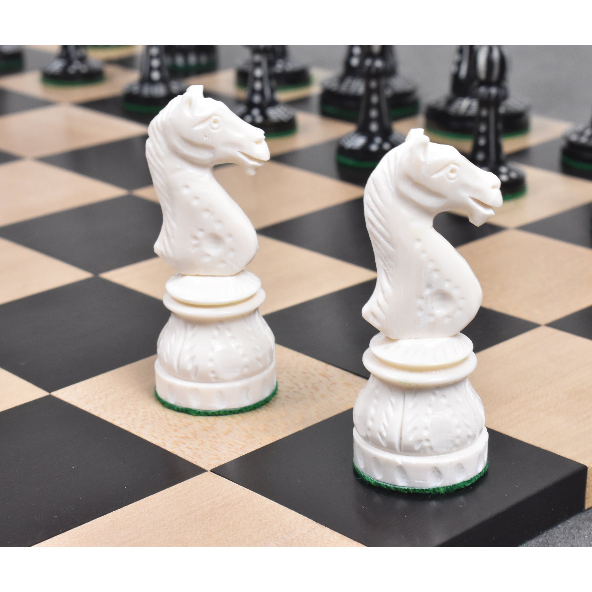 New English Hand Carved Camel Bone 104mm Chess Pieces