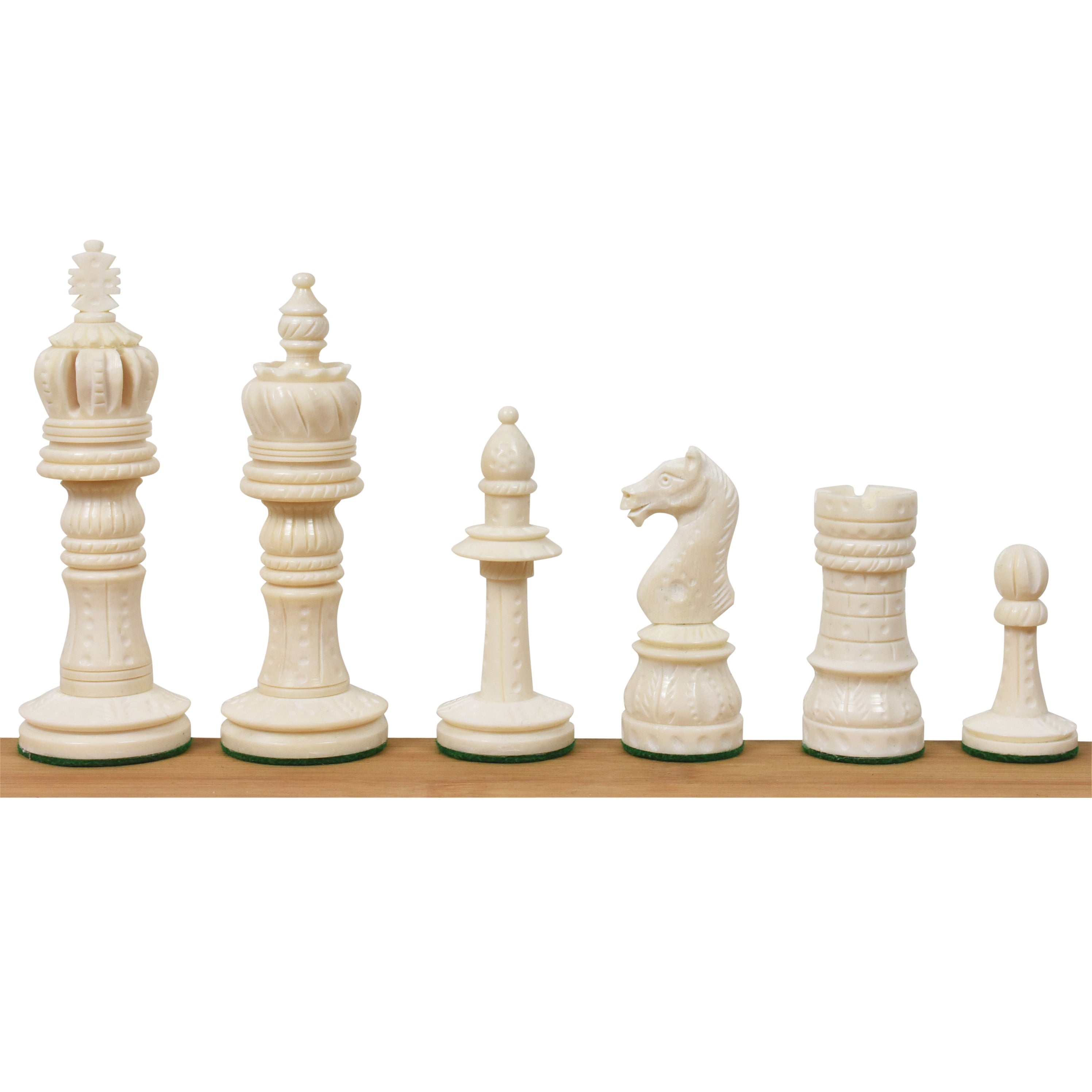New English Hand Carved Camel Bone 104mm Chess Pieces