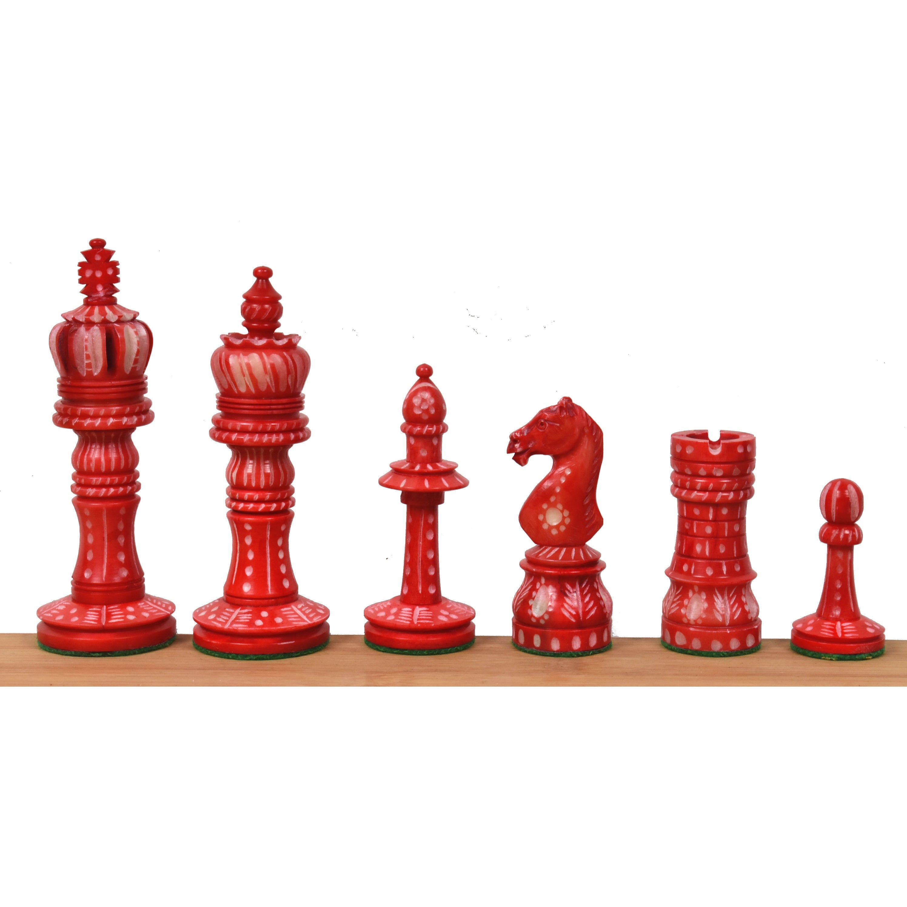 New English Hand Carved Camel Bone 104mm Chess Pieces