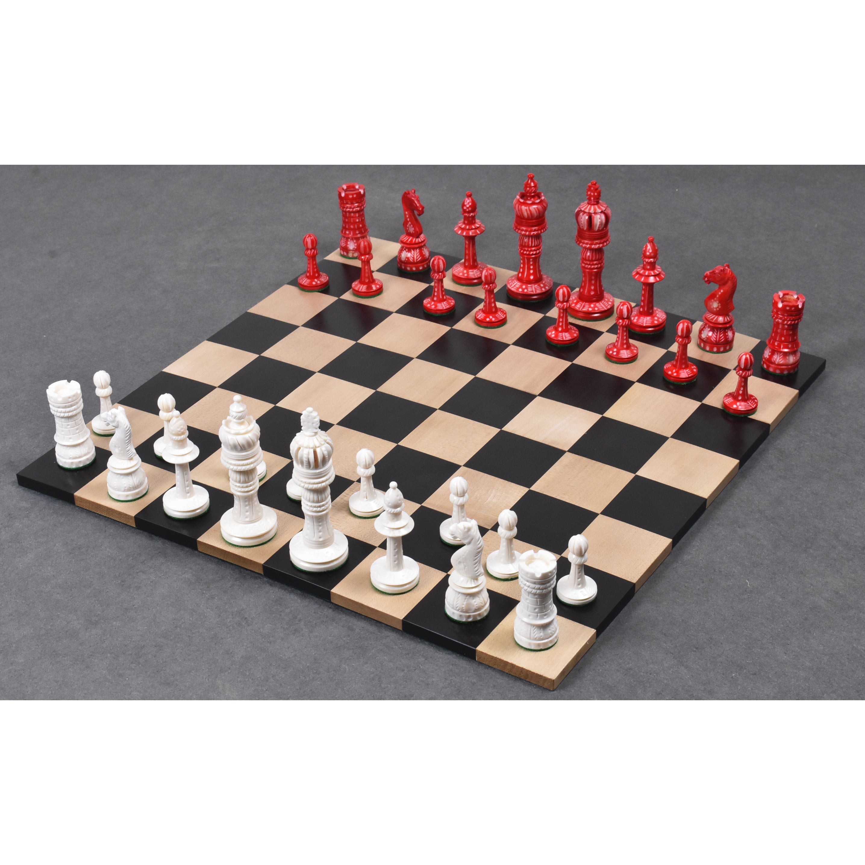 New English Hand Carved Camel Bone 104mm Chess Pieces