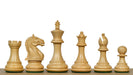 Ebonised chess pieces with a 89mm king and weighted felted bases