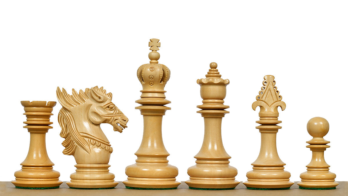Genuine ebony chess pieces with a 120mm king and weighted felted bases