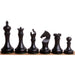 Ebonised chessmen sized for 50 to 55 mm squares