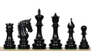Luxury ebony and antiqued boxwood Staunton chess pieces, 112mm king, from Sterling Chess Australia